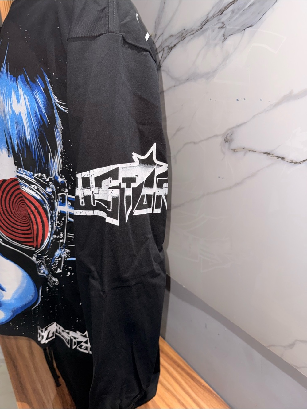 Hellstar Black Graphic Long Sleeve Tee with Blue Hair and Red Goggles - Picture 5 of 13